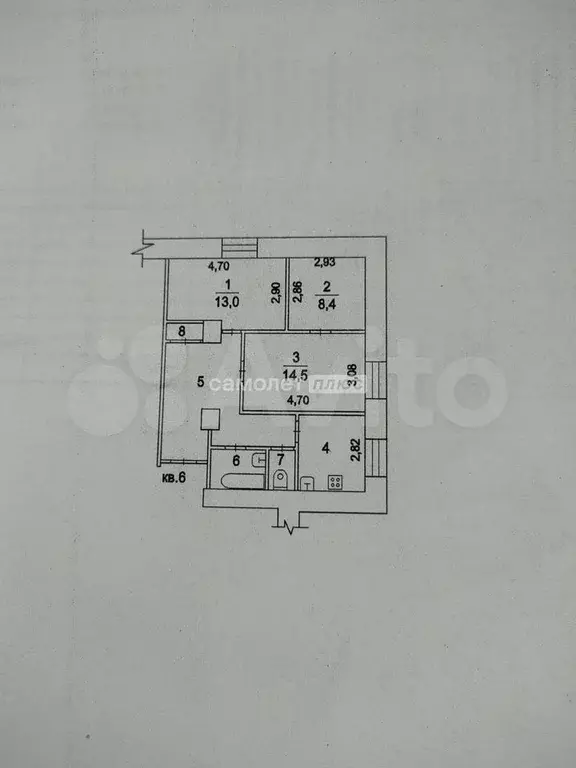 3-к. квартира, 61,7 м, 2/5 эт. - Фото 0