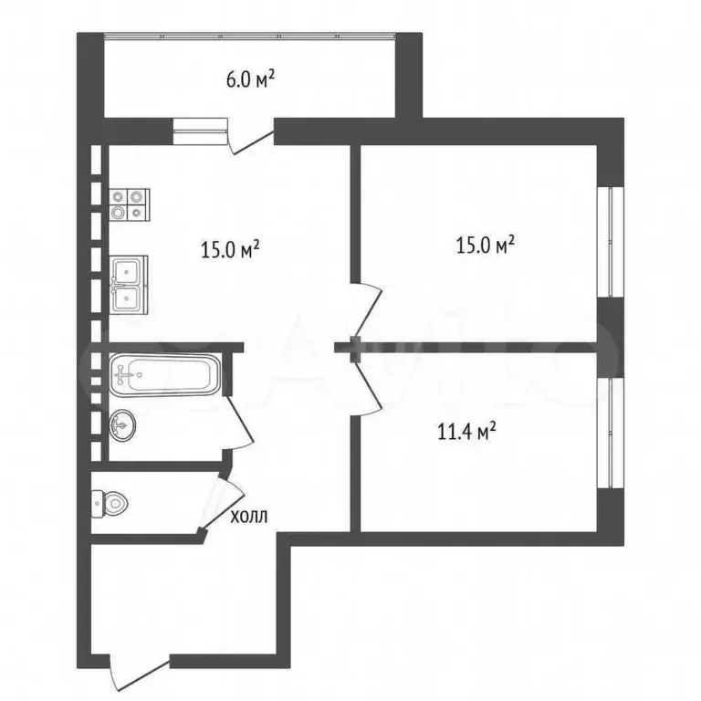 2-к. квартира, 59 м, 2/9 эт. - Фото 0