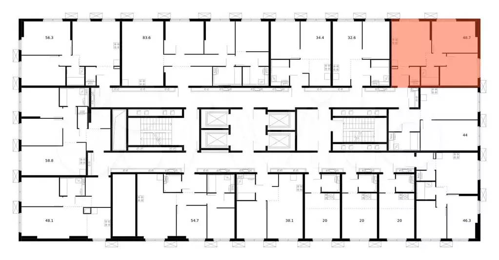 2-к. квартира, 48.7 м, 25/33 эт. - Фото 1