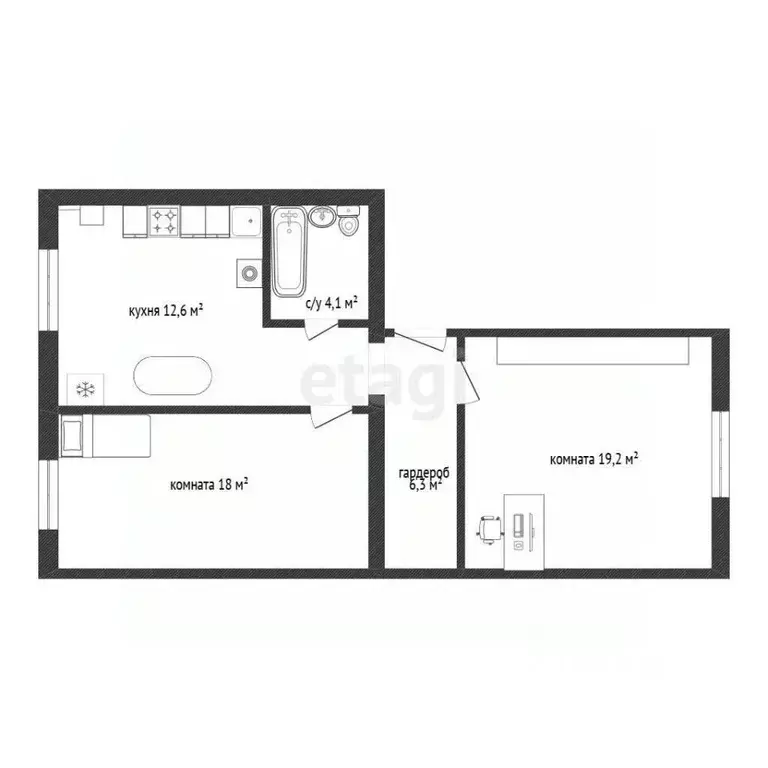 2-к кв. Белгородская область, Белгород Донецкая ул., 83Ж (62.8 м) - Фото 2