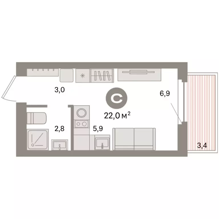 Квартира-студия: Екатеринбург, жилой район Сортировочный, микрорайон ... - Фото 2