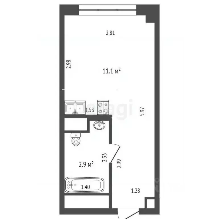 Студия Москва Электрозаводская ул., 14С1 (15.0 м) - Фото 1