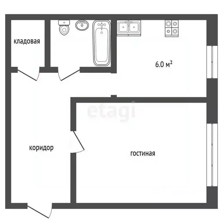 1-к кв. Кемеровская область, Прокопьевск ул. Гайдара, 5А (29.2 м) - Фото 2