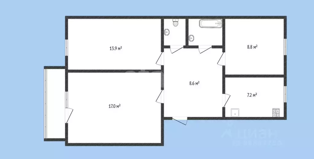 3-к кв. Карачаево-Черкесия, Черкесск ул. Космонавтов, 5А (59.3 м) - Фото 1