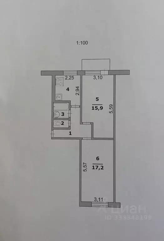 2-к кв. Белгородская область, Белгород ул. Щорса, 5 (47.2 м) - Фото 2