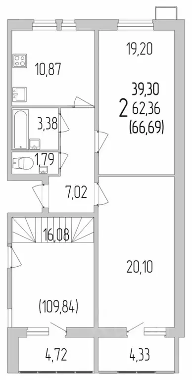 2-к кв. Белгородская область, Белгород ул. Лермонтова, 29А (66.8 м) - Фото 0