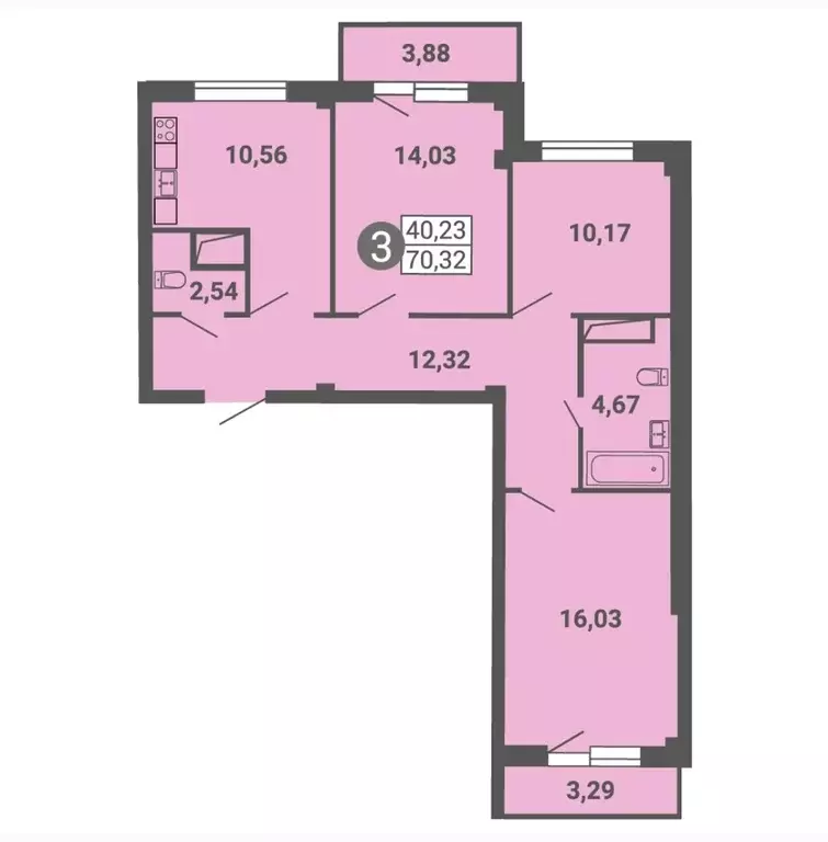 Продаётся 3-к квартира, 70.32 м - Фото 1