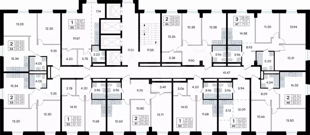 2-к. квартира, 52,6 м, 6/24 эт. - Фото 1