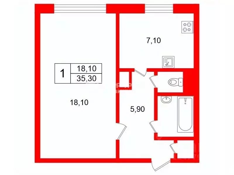 1-к кв. Санкт-Петербург ул. Белышева, 8к1литО (35.3 м) - Фото 2