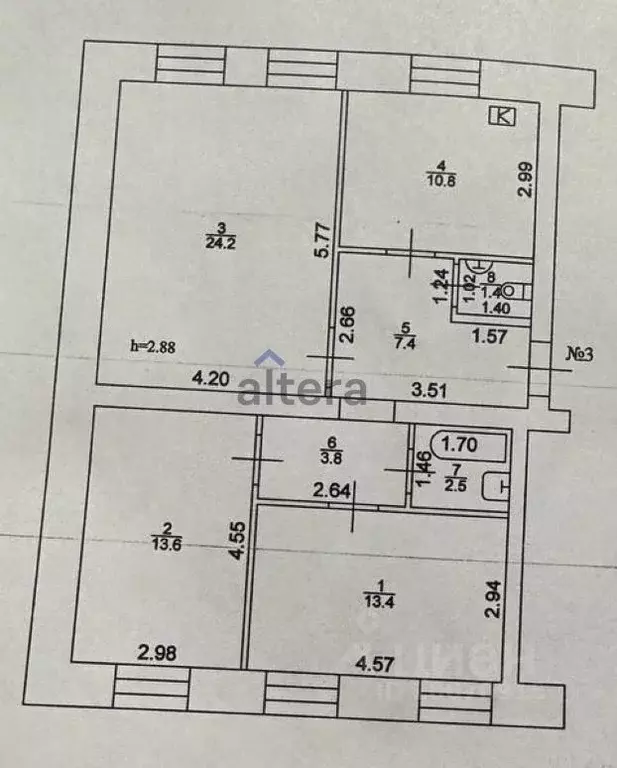 3-к кв. Татарстан, Казань ул. Щапова, 45 (77.1 м) - Фото 2