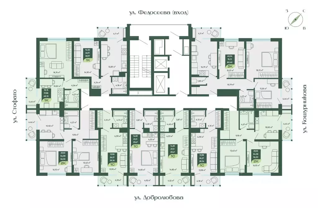Студия Новосибирская область, Новосибирск  (28.36 м) - Фото 1