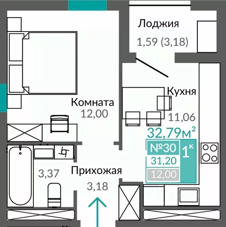 1-к кв. Крым, Симферополь Горизонты жилой комплекс (31.2 м) - Фото 0