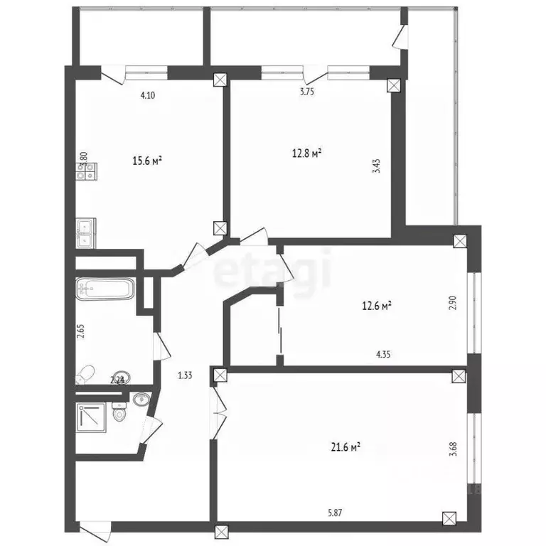 3-к кв. Омская область, Омск ул. Дианова, 25 (92.1 м) - Фото 2