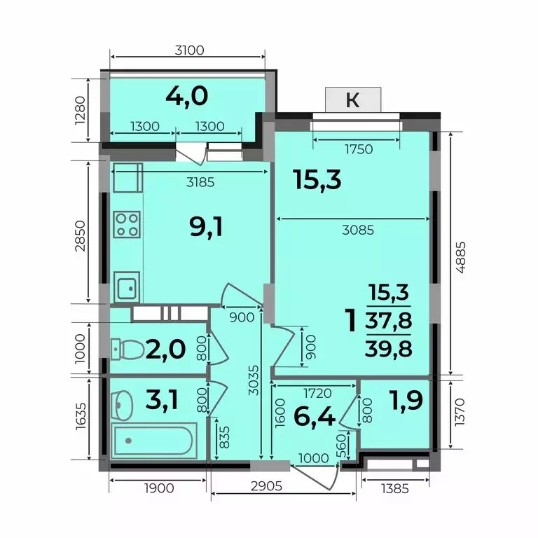 1-комнатная квартира: Ковров, микрорайон Солнечный (39.8 м) - Фото 1