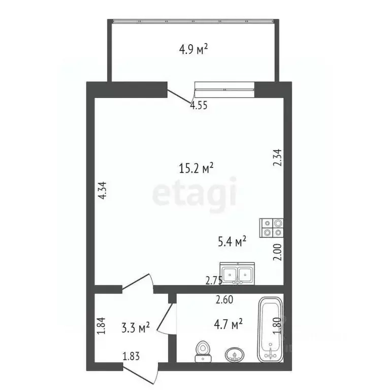 1-к кв. Коми, Сыктывкар Сысольское ш., 84 (33.5 м) - Фото 0