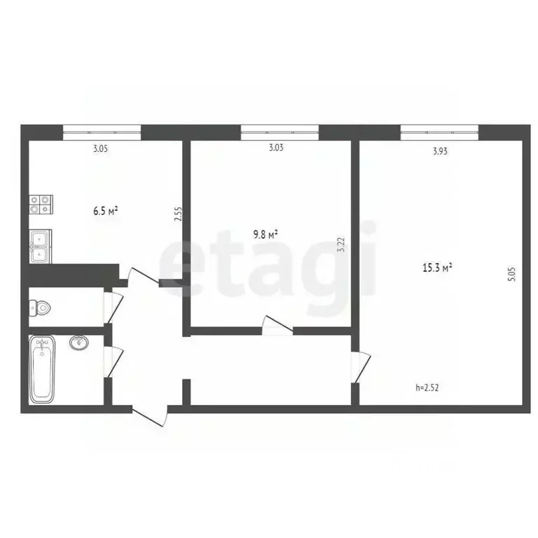 2-к кв. Ямало-Ненецкий АО, Ноябрьск просп. Мира, 80 (45.2 м) - Фото 2