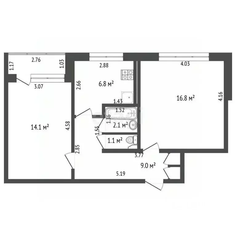 2-к кв. Калининградская область, Калининград Прибрежный мкр, ул. ... - Фото 2