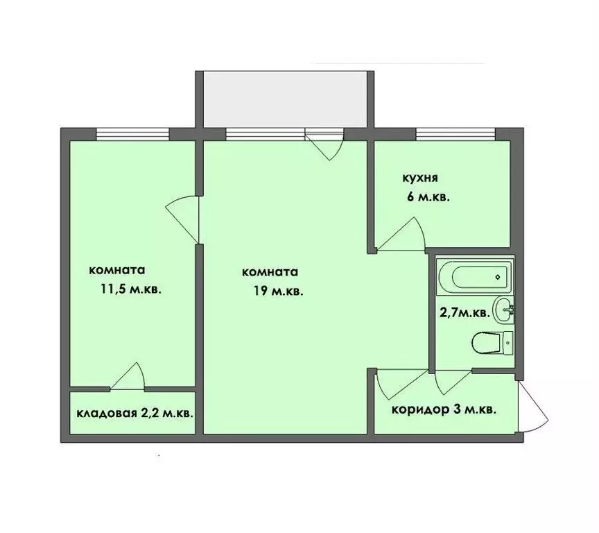 2-комнатная квартира: Москва, Перуновский переулок, 4-10 (46 м) - Фото 1