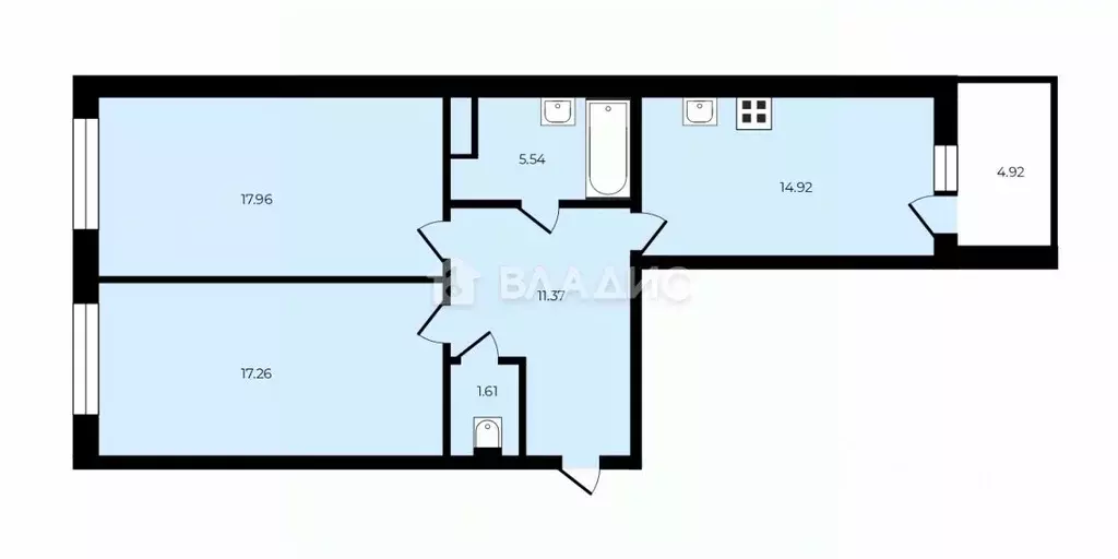 2-к кв. Ленинградская область, Мурино Всеволожский район, пл. ... - Фото 1