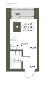 1-комнатная квартира: Миловка, Рабочая улица, 9 (18.5 м) - Фото 0