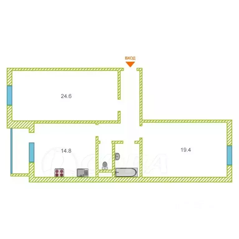 2-к кв. Тюменская область, Тюмень ул. 30 лет Победы, 18 (72.3 м) - Фото 2