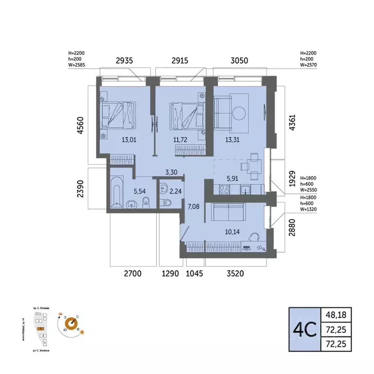 4-к кв. Башкортостан, Уфа Зеленая Роща жилрайон, Урбаника жилой ... - Фото 1