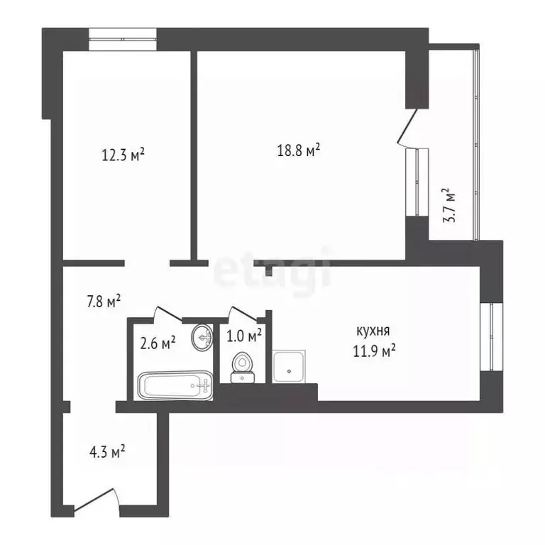 2-к кв. Красноярский край, Красноярск Судостроительная ул., 31Б (58.7 ... - Фото 2