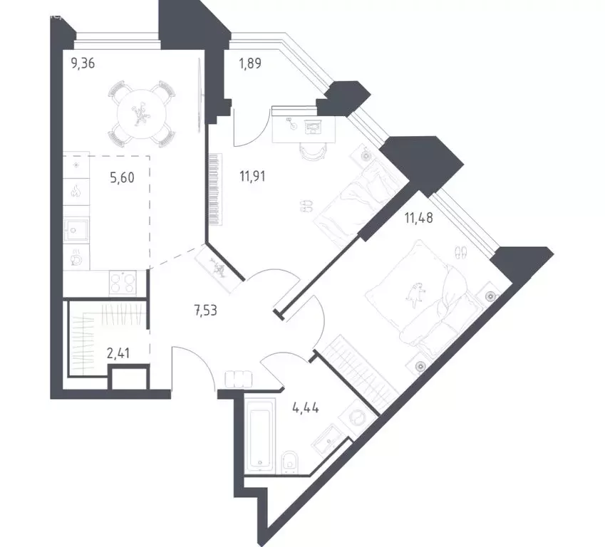 2-комнатная квартира: Красногорск, жилой комплекс Спутник, 21 (54.62 ... - Фото 1