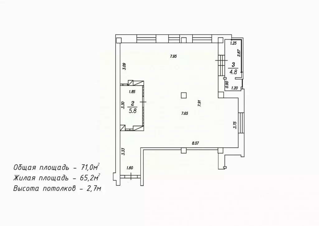 2-к кв. Омская область, Омск просп. Королева, 7 (69.9 м) - Фото 1