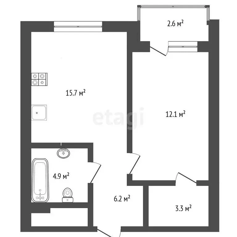 1-комнатная квартира: Тюмень, Новгородская улица, 9А (40.3 м) - Фото 1