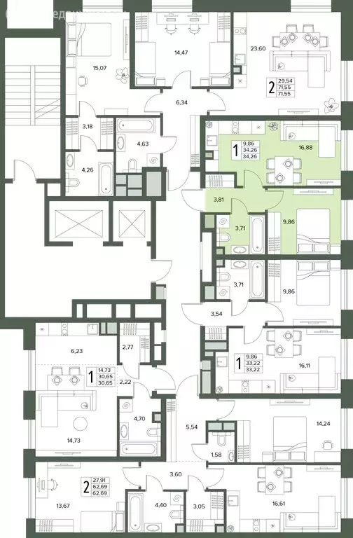 1-комнатная квартира: Московская область, Серпухов (34.26 м) - Фото 2