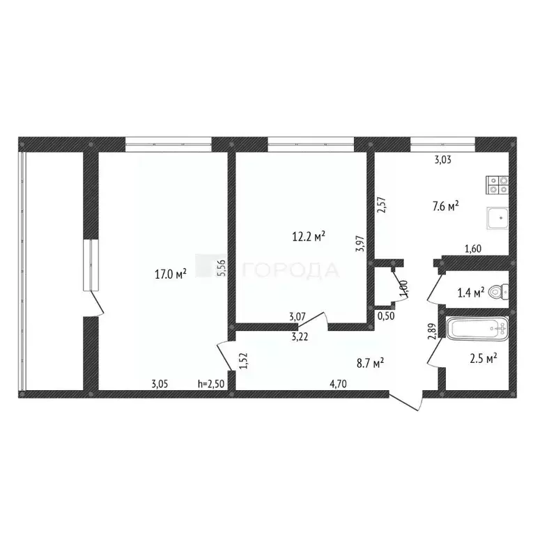 2-к кв. Алтайский край, Барнаул Докучаево мкр, ул. Шукшина, 18 (49.9 ... - Фото 2