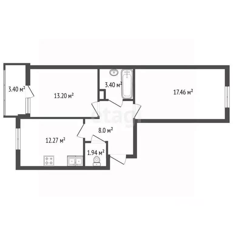 2-к кв. Санкт-Петербург ул. Александра Матросова, 8к3 (55.2 м) - Фото 2