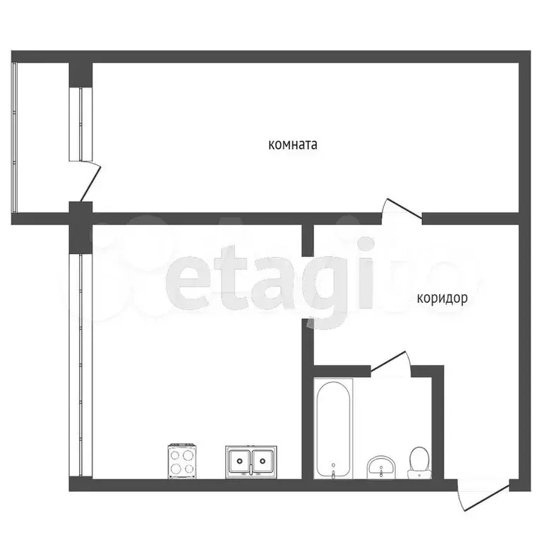 1-к. квартира, 30,4 м, 4/5 эт. - Фото 0