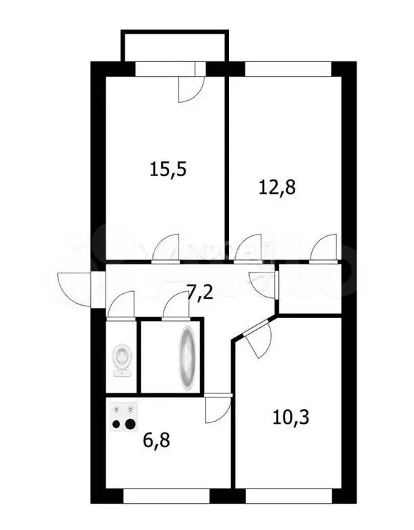 3-к. квартира, 57,8 м, 4/5 эт. - Фото 0