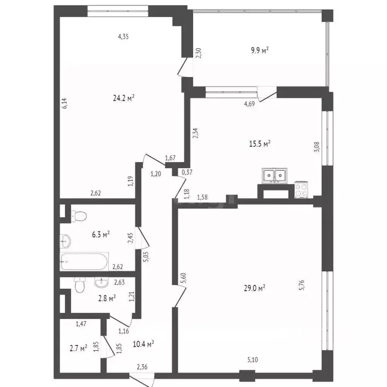 2-к кв. Севастополь ул. 6-я Бастионная, 42 (96.1 м) - Фото 2