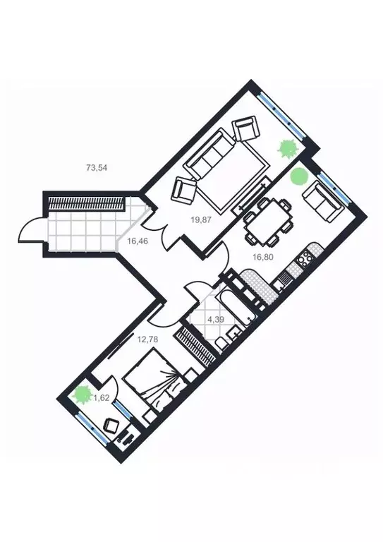 2-к кв. Дагестан, Каспийск просп. Акулиничева (73.54 м) - Фото 0