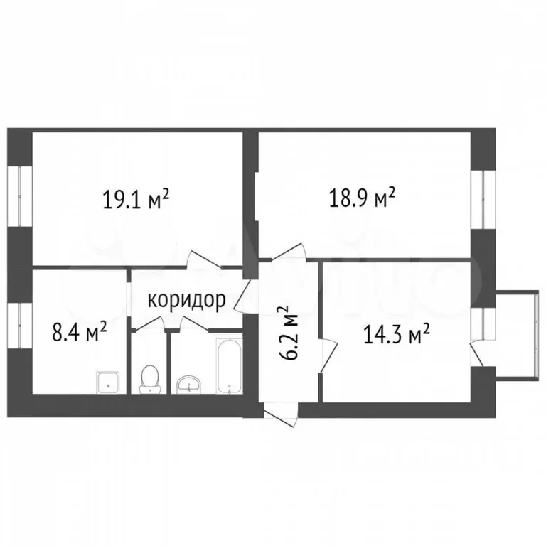 3-к. квартира, 76,8 м, 3/5 эт. - Фото 0