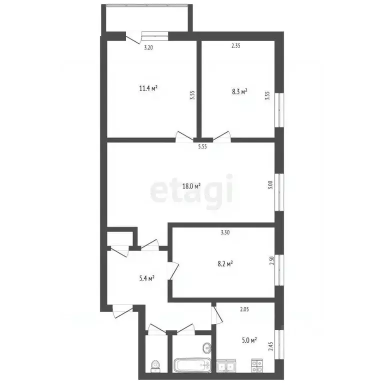 3-к кв. Костромская область, Мантурово Юбилейная ул., 21 (51.4 м) - Фото 2