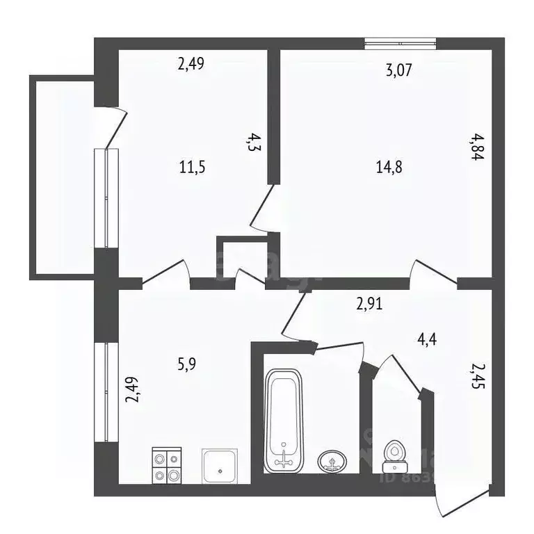 2-к кв. Крым, Саки ул. Ленина (39.5 м) - Фото 2