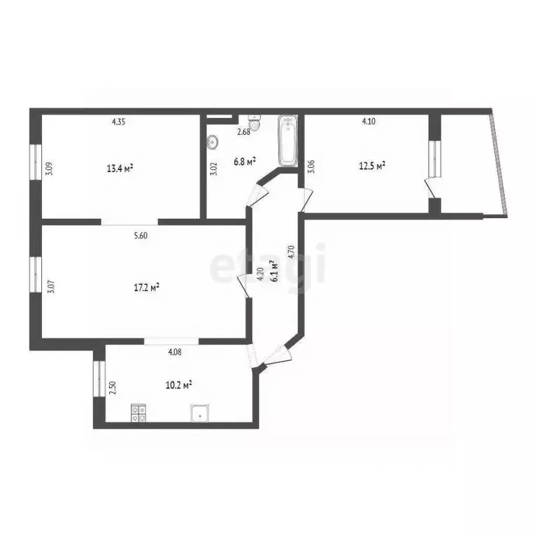 3-к кв. Тюменская область, Тюмень ул. Немцова, 39 (66.3 м) - Фото 2