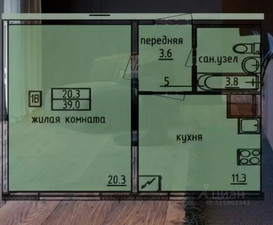 1-к кв. Башкортостан, с. Чишмы  (39.0 м) - Фото 1