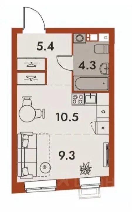 Студия Нижегородская область, Нижний Новгород Ленгородок мкр, Первый ... - Фото 1