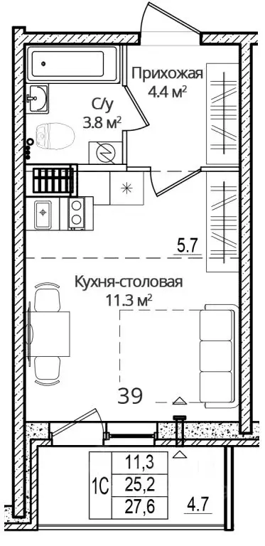 Студия Псковская область, Псковский муниципальный округ, д. Борисовичи ... - Фото 1
