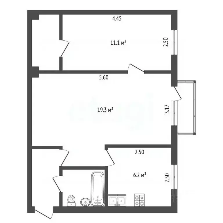 2-к кв. Вологодская область, Череповец ул. Бардина, 20 (44.3 м) - Фото 2