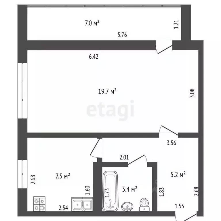 1-к кв. Башкортостан, Стерлитамакский район, Отрадовский сельсовет, с. ... - Фото 2