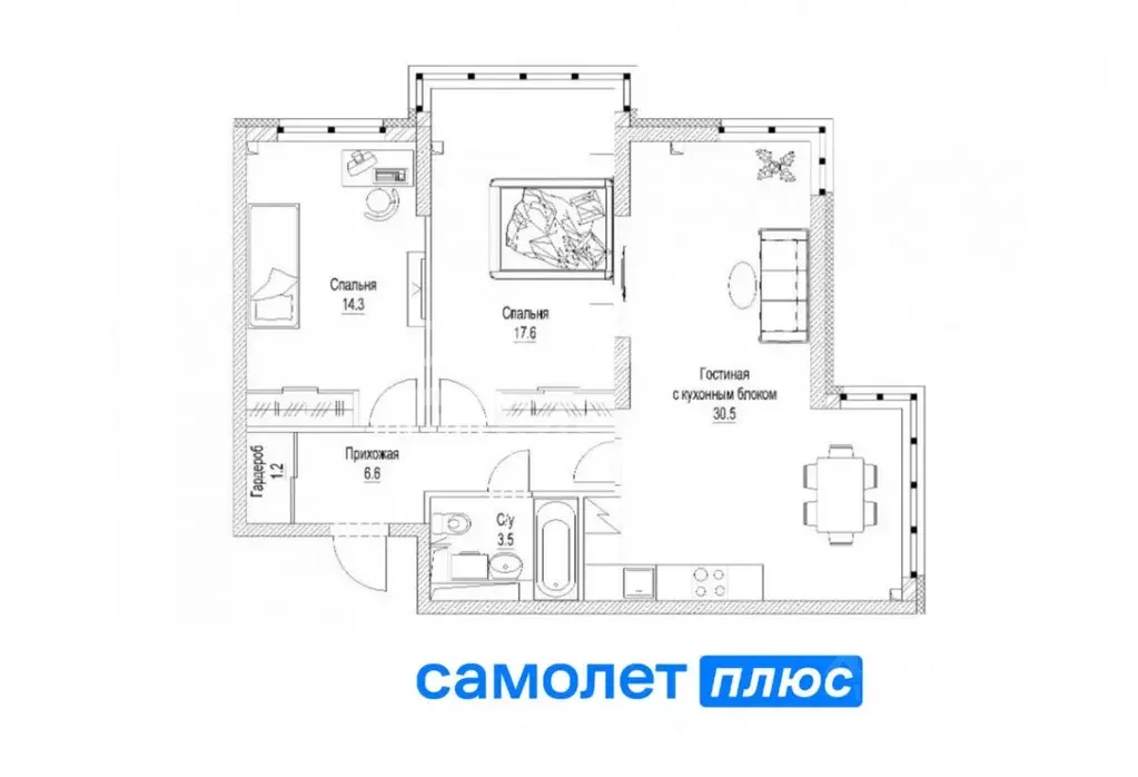 3-к кв. Кемеровская область, Кемерово Октябрьский просп., 30Б (76.6 м) - Фото 1