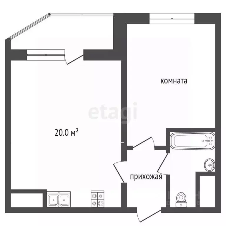 1-к кв. Ростовская область, Ростов-на-Дону ул. Ткачева, 40с1 (38.8 м) - Фото 1