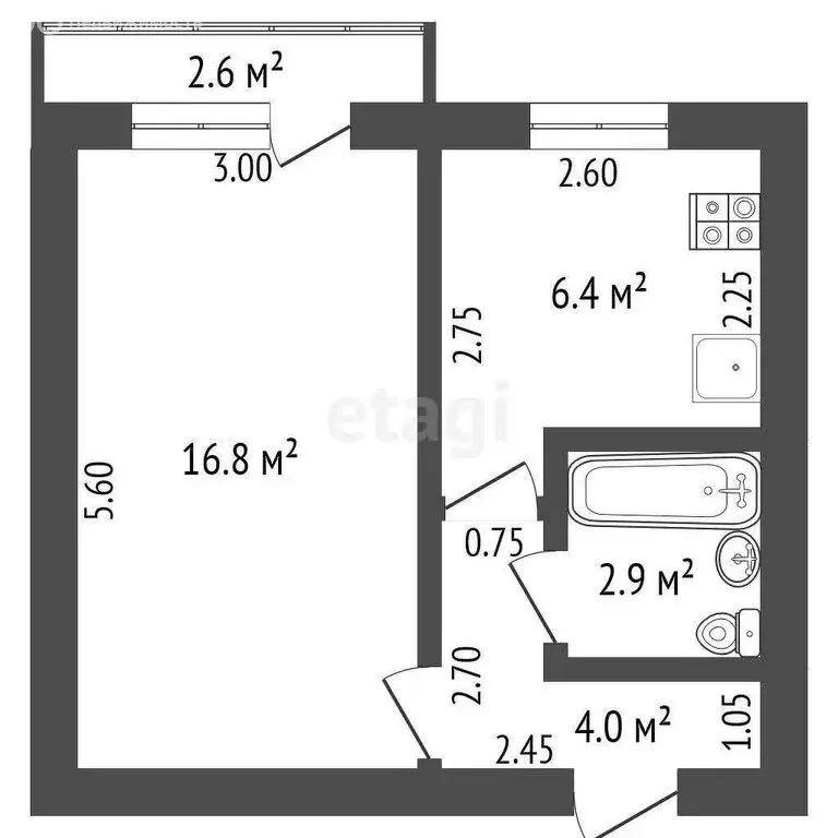 1-комнатная квартира: Ишим, улица Шаронова, 5 (30.3 м) - Фото 1