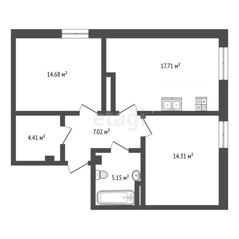2-комнатная квартира: Нальчик, улица Байсултанова, 28 (65.54 м) - Фото 0